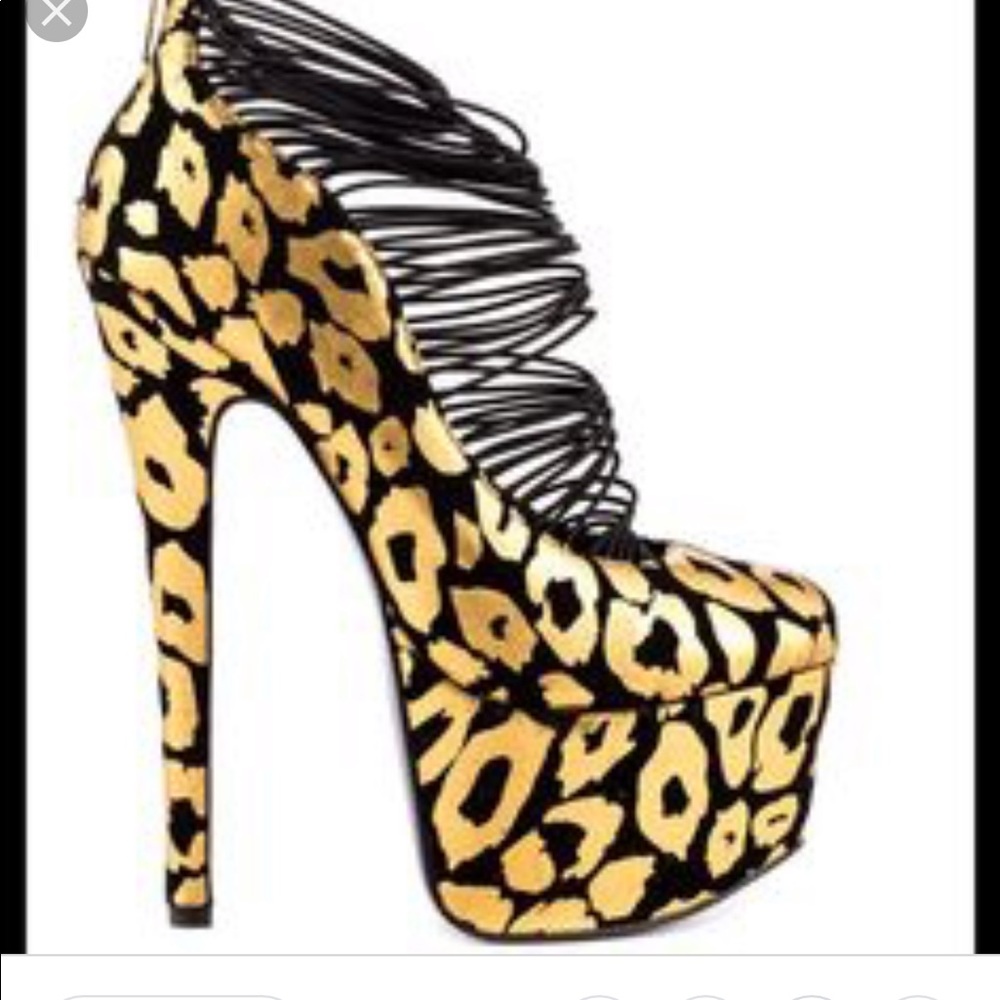 London Trash metallic Leopard platforms